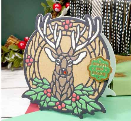 Hunkydory Moonstone Dies - Stained Glass Festive Reindeer