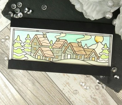Hunkydory- For the Love of Stamps- A Stained Glass Christmas - Snowy Town