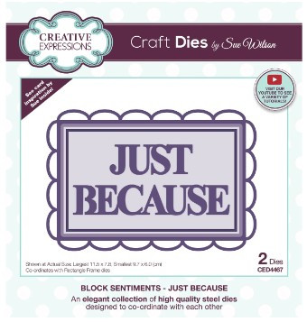 Creative Expressions- Sue Wilson- Block Sentiments- Just Because Craft Die