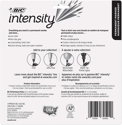 Bic Intensity- Permanent Marker- 12 Fine Point Pens