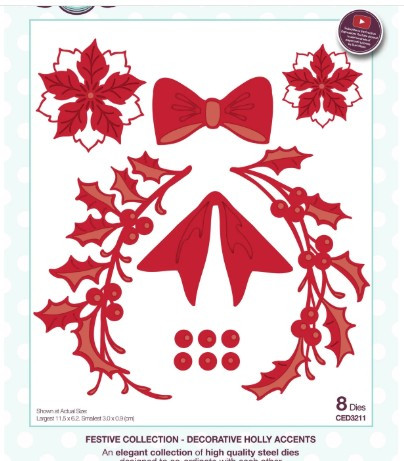 Creative Expressions- Sue Wilson- Festive Collection- Decorative Holly Accents