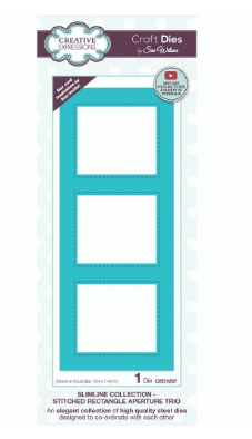 Creative Expressions- Sue Wilson- Slimline Collection- Stitched Rectangle Aperture Trio Craft Die