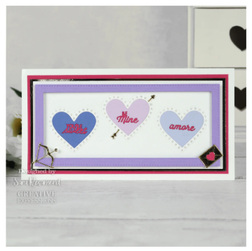 Creative Expressions- Sue Wilson- Slimline Collection- Decorative Heart Aperture Trio Craft Die