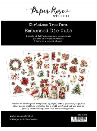PaperRose Studio Christmas Tree Farm Embossed Die Cuts 4sheets