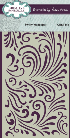 Creative Expressions- Sam Poole- 4 in x 8 in Stencil- Swirly Wallpaper