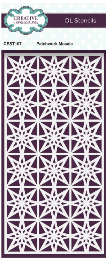 Creative Expressions- DL Stencil 4 in x 8 in- Patchwork Mosaic