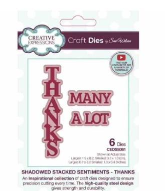 Creative Expressions- Sue Wilson- Shadowed Stacked Sentiment- Thanks Craft Die