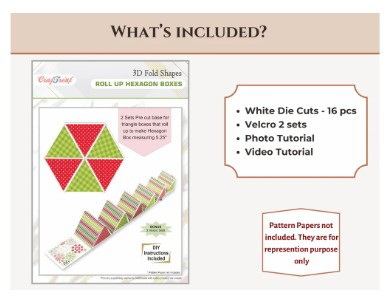 CrafTreat Scrapbook Hexagon Roll up - White 2pcs