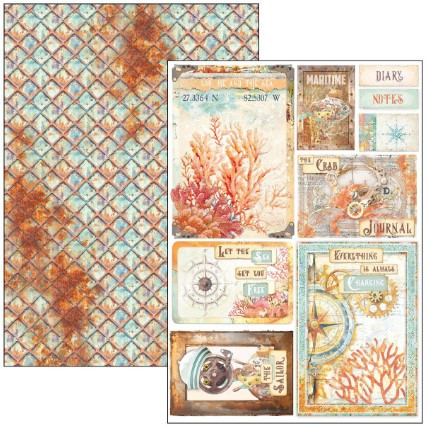 Ciao Bella A4 Creative Pad- 9 Double-sided papers- Coral Reef