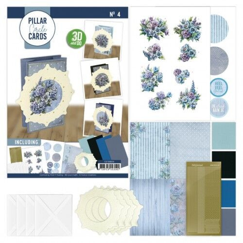 Find It Trading Pillar Circle Cards cream 4 - Blooming Blue (CC10004)