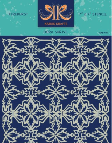 Katkin Krafts- 7 in x 7 in Stencil- Fireburst