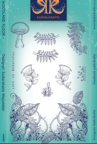 Katkin Krafts- 6 in x 8 in Clear Stamp Set- Woodland Floor