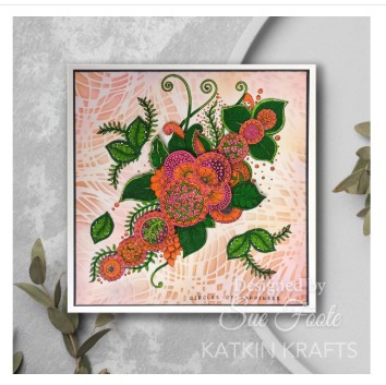 Katkin Krafts- 7 in x 7 in Stencil- Romantic Rose