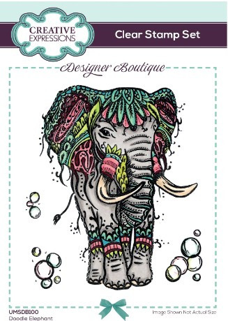 Creative Expressions- Designer Boutique A6 Clear Stamp Set- Doodle Elephant