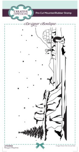 Creative Expressions- Designer Boutique Pre Cut Rubber Stamp- Penguin Playtime DL