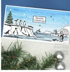 Creative Expressions- Designer Boutique Pre Cut Rubber Stamp- Penguin Playtime DL