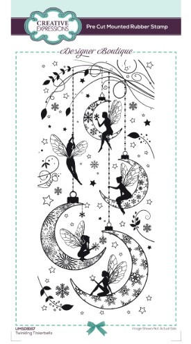 Creative Expressions- Designer Boutique Pre Cut Rubber Stamp- Twinkling Tinkerbells 4 in x 8 in