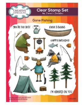 Creative Expressions- Jane's Doodles A5 Clear Stamp Set- Gone Fishing