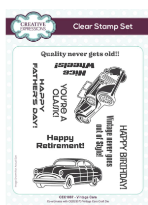 Creative Expressions- A5 Clear Stamp Set- Vintage Cars