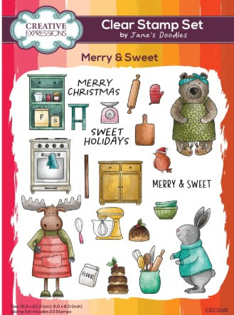 Creative Expressions- Jane's Doodles A5 Clear Stamp Set- Merry & Sweet