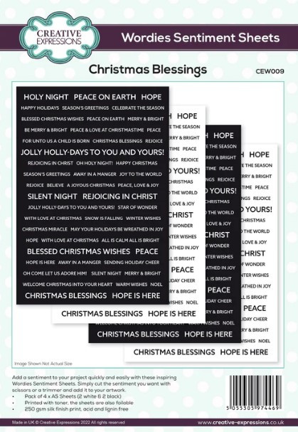 Creative Expressions- A5 Wordies Sentiment Sheets- Christmas Blessings