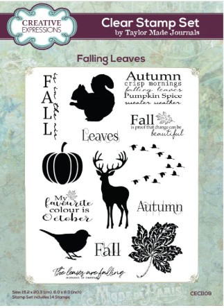 Creative Expressions- Taylor Made Journals A5 Clear Stamp Set- Falling Leaves
