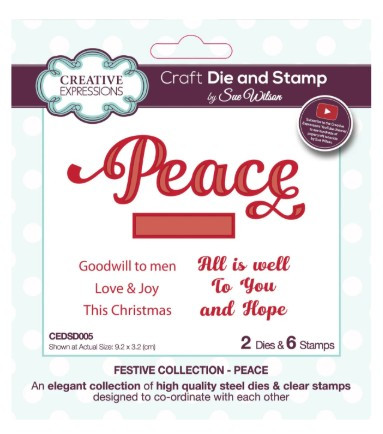 Creative Expressions-Sue Wilson- Festive Collection- Peace Die & Stamp Set