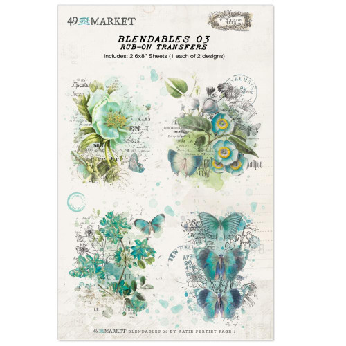 49 And Market Vintage Bits- Blendables 03 Rub-Ons 6X8" 2 per Pkg