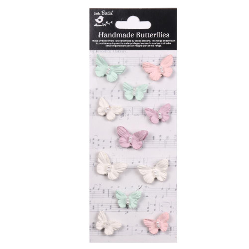 Little Birdie Pearl Butterflies -Fairy Garden Embellishment Stickers