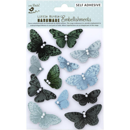 Little Birdie Butterfly Blue Bay 3D Embellishment Stickers