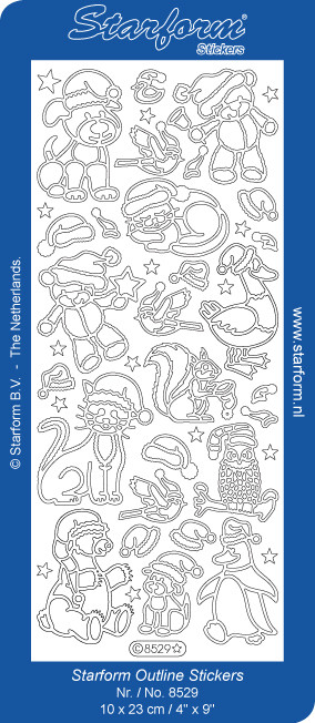 Starform Christmas Critters Gold Stickers N8529 Outline Peel