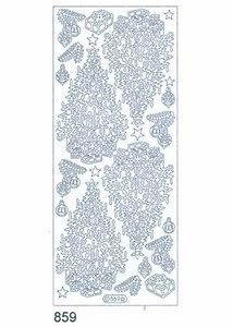 Starform LG CHRISTMAS TREES SILVER N859 Peel Stickers OUTLINE
