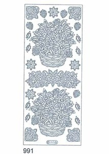Starform POINSETTIA BASKET N991 SILVER Peel Stickers OUTLINE