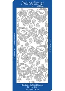 Starform ASIAN DRAGON 1162 SILVER Peel Stickers OUTLINE ORIENTAL