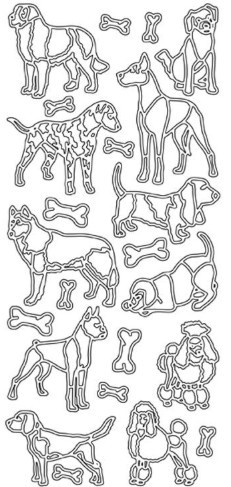 Ecstasy Crafts Peel-Off Stickers - Dogs Various Silver 20681