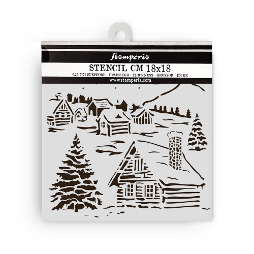 STAMPERIA Mix Media Stencil- Cottage Owl House Stencil