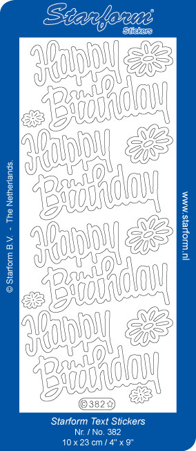 Starform Glitter Pink Silver Large Happy Birthday Sticker