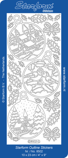 Starform Christmas Balls w/ Pictures SILVER 8502 Stickers OUTLINE PEEL