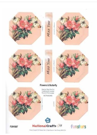 National Crafts Pyramid Card sheet - Flowers and Butterfly