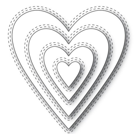 Memory Box Double Stitch Happy Heart Cut Out Cutting Dies 100% Steel