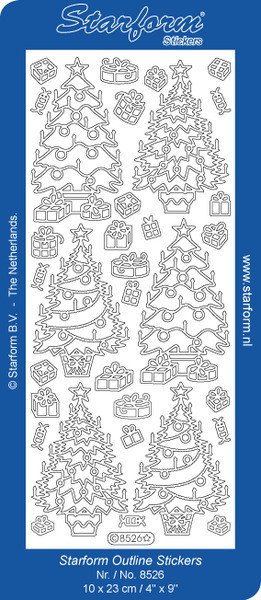 Starform Christmas Trees Silver Stickers 8526 outline peel off