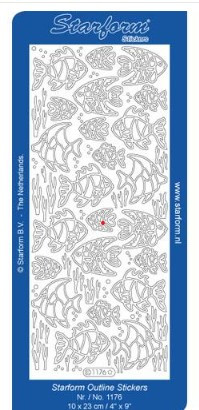 Starform Tropical Fish Glitter Gold Silver Peel Off Stickers 7028GGS