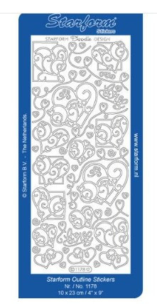 Starform Deco Stickers - Doodle Design Hearts Silver