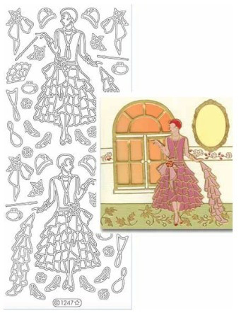 Starform 2 Vintage Ladies 1247 Silver Peel Stickers OUTLINE