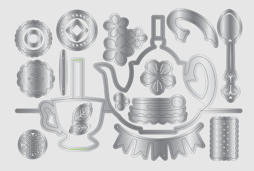 Crafter's Companion - Signature Collection by Sara Davies- The Gilded Age- Pop Up Tea Party Die Set