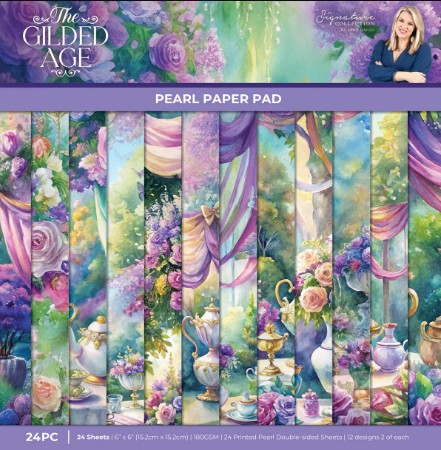 Crafter's Companion - Signature Collection by Sara Davies- The Gilded Age- 6" x 6" Pearl Paper Pad