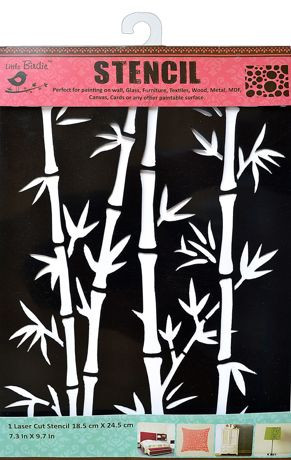 Little Birdie Bamboo Design Stencil 7.3 x 9.6 in