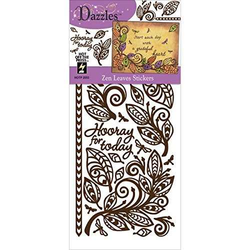 Hot Off The Press Dazzles Stickers-Zen Leaves-Brown