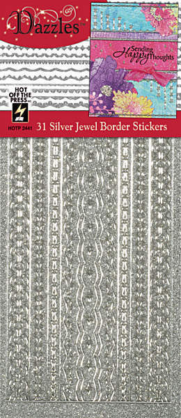 HOTP Dazzles N2441 Silver Jewel Border Stickers
