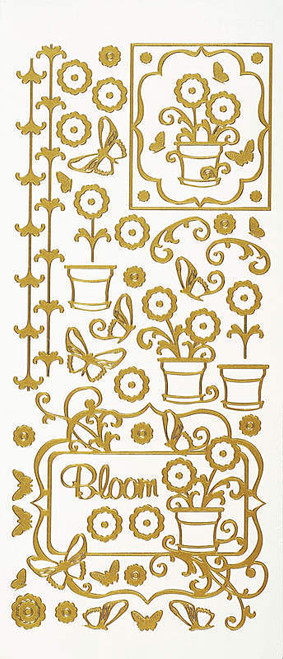 HOTP Dazzles N1609 GOLD Bloom Outline Peel Sticker